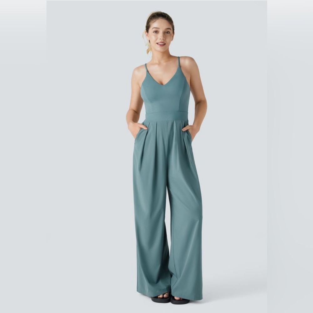 Halara  Stone Blue Flowy Wide-Leg Jumpsuit | Chic & Comfortable